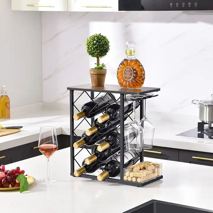 Free Standing Wine Bottle Holder Racks Countertop Storage Wall Wine Display Rack