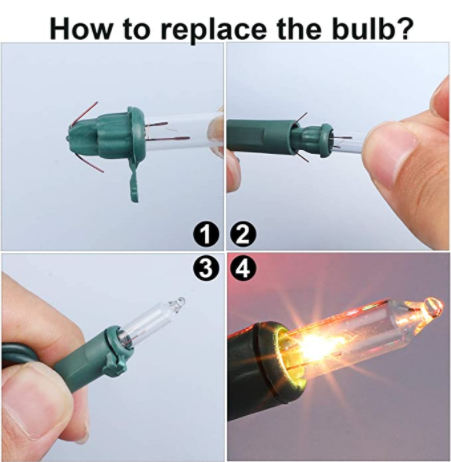 Spare bulb 2.5 Volts 0.43W  Christmas Glass Incandescent Mini Light Bulbs Replacement Tree Lights Bulbs with Green Base