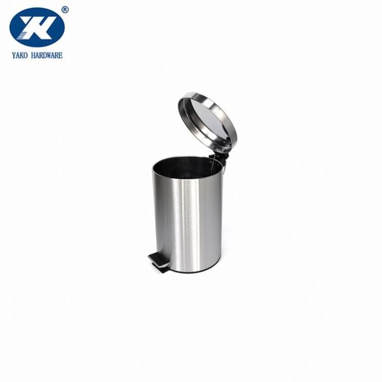 Metal Waste Basket with Removable Inner Bucket Round Stainless Steel Trash bin Dust bin Garbage Step Bin