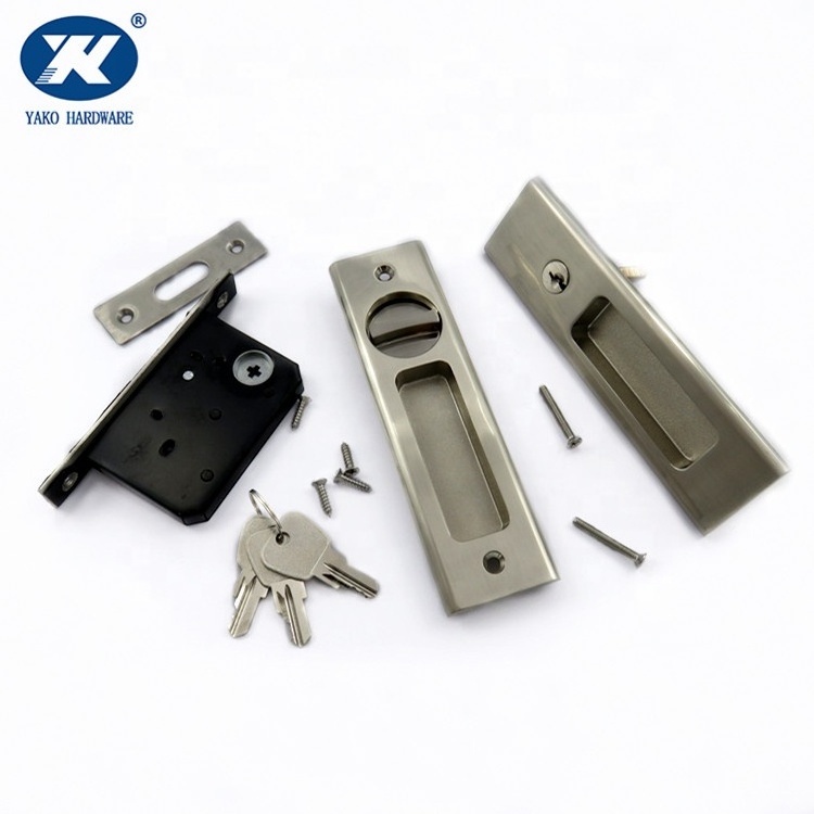 Sliding Door Lock Invisible Recessed Handle Latch Pocket Sliding Door Lock for Wood Furniture Hardware