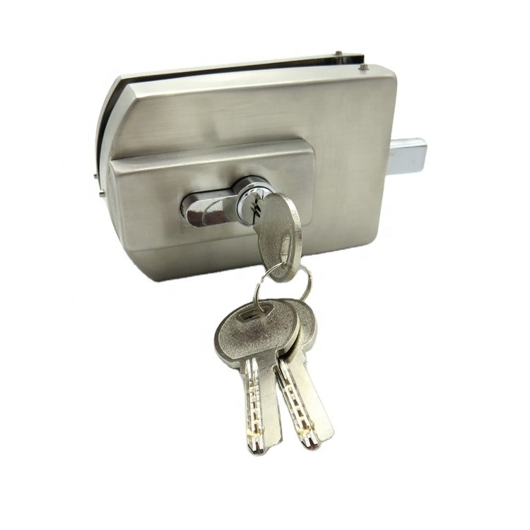 Stainless Steel Glass Door Lock Set Frameless Sliding Door Double Sided Lock with Keys Glass Hardware