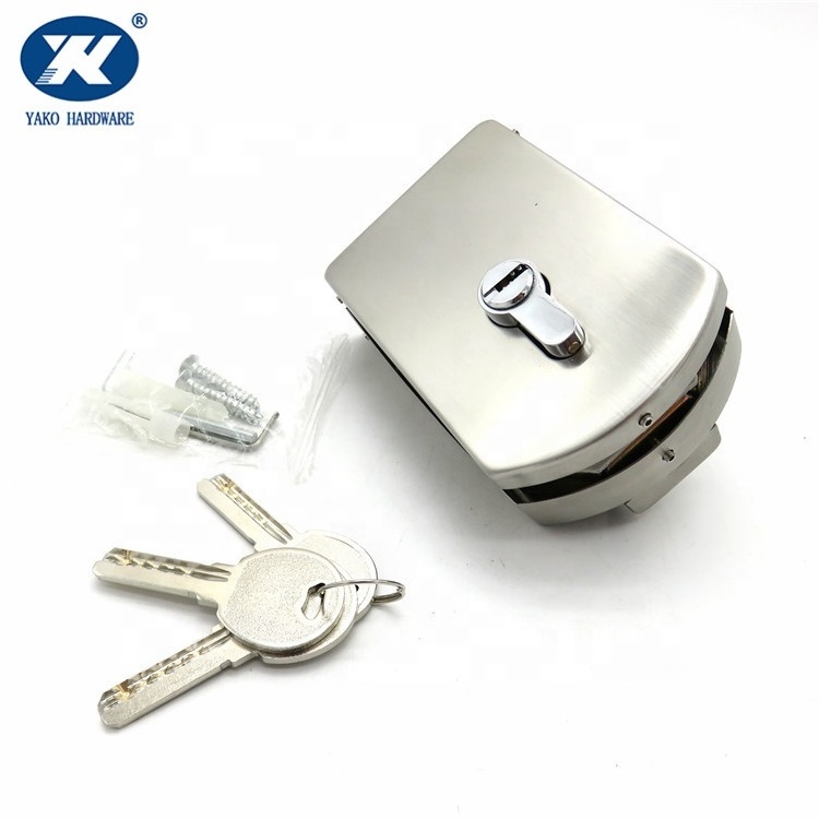 Stainless Steel Glass Door Lock Set Frameless Sliding Door Double Sided Lock with Keys Glass Hardware