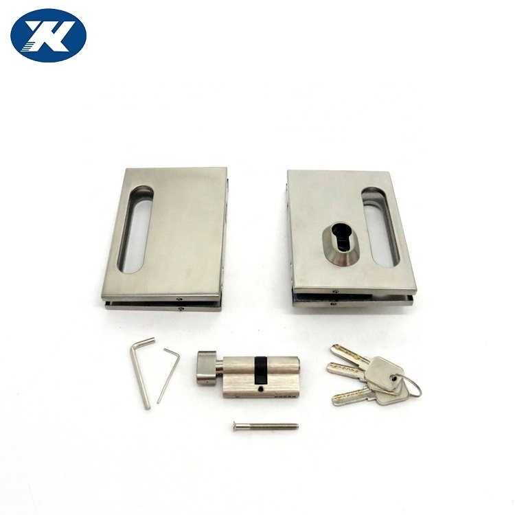 Safety Anti-theft Mechanical Bathroom Stainless Steel Shower Double Glass to Glass Door Lock with Cylinder Keys