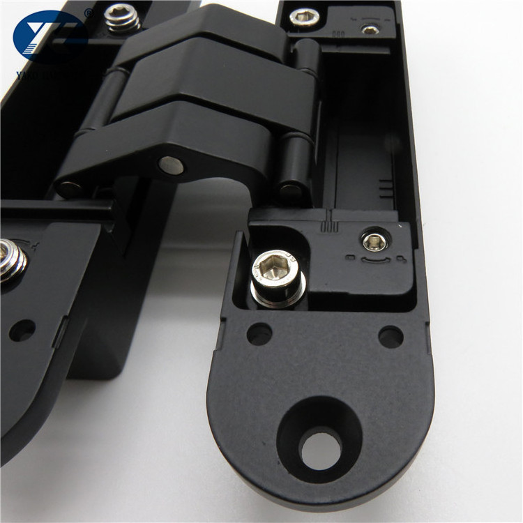 Black Invisible  Heavy Duty Zinc Alloy Hidden Hinges  Concealed 180 Degree Swing Hinge 3 Way Adjustable Butt Hinge