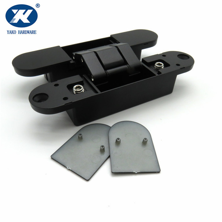 Black Invisible  Heavy Duty Zinc Alloy Hidden Hinges  Concealed 180 Degree Swing Hinge 3 Way Adjustable Butt Hinge