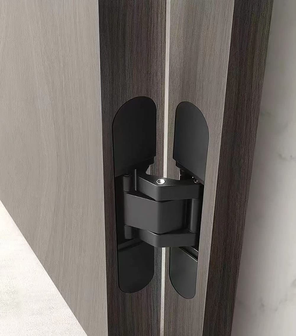 Black Invisible  Heavy Duty Zinc Alloy Hidden Hinges  Concealed 180 Degree Swing Hinge 3 Way Adjustable Butt Hinge