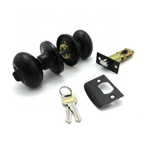 Round Ball Style Privacy Door Locks Flat Black Interior Door Knobs for Bedroom Bathroom Keyless Door Knobs with Lock