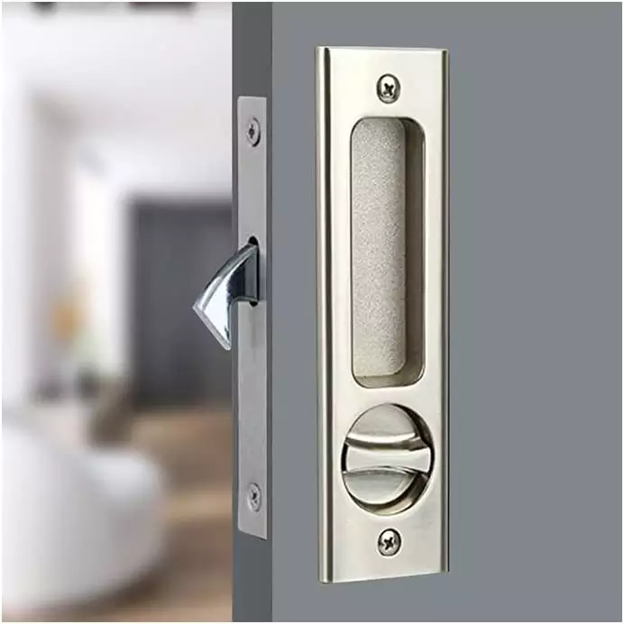 Sliding Door Lock Invisible Barn Door Lock Zinc Alloy Recessed Pocket Mortise Latch Lock Handle Set with Keys