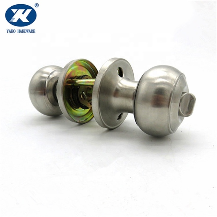 Tubular Knob Lockset Set Ball Knob Safe Entry Entrance Stainless Steel Door Lock with Keys