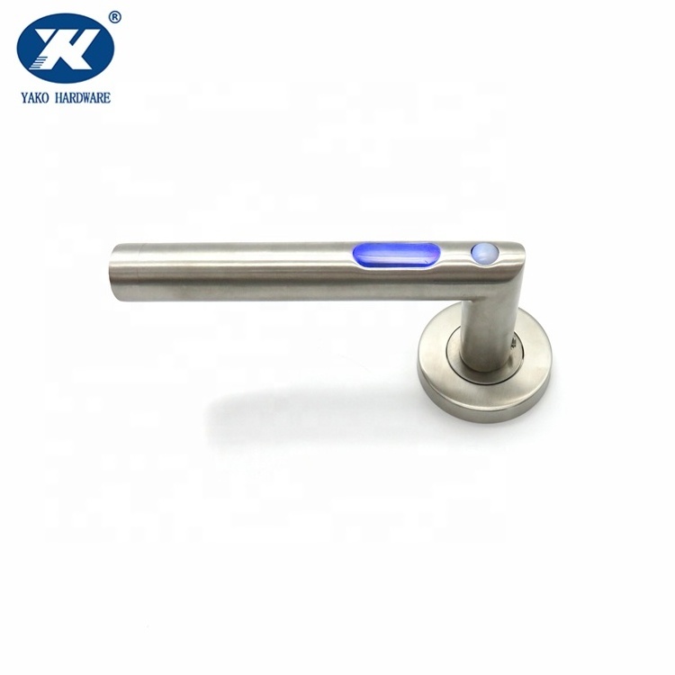 LED Smart Door Handle Stainless Steel Round Tube Main Door Front Door Lever Handle for Hotel Entry Passage