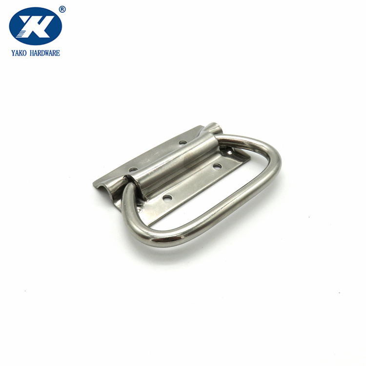 Stainless Steel  Chest Ring Pull Handle Folding Handle Luggage Hardware Flight Case Handle