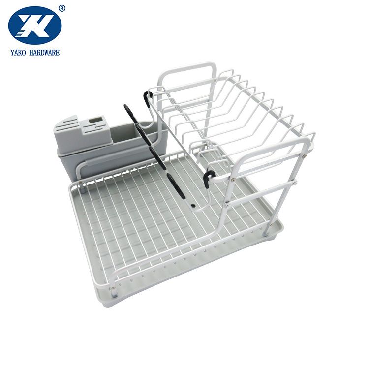 Counter Top Drying Dish Rack Kitchen Shelf Two Tiers Aluminum Double Layers Wire Drainer Dish Draining Rack