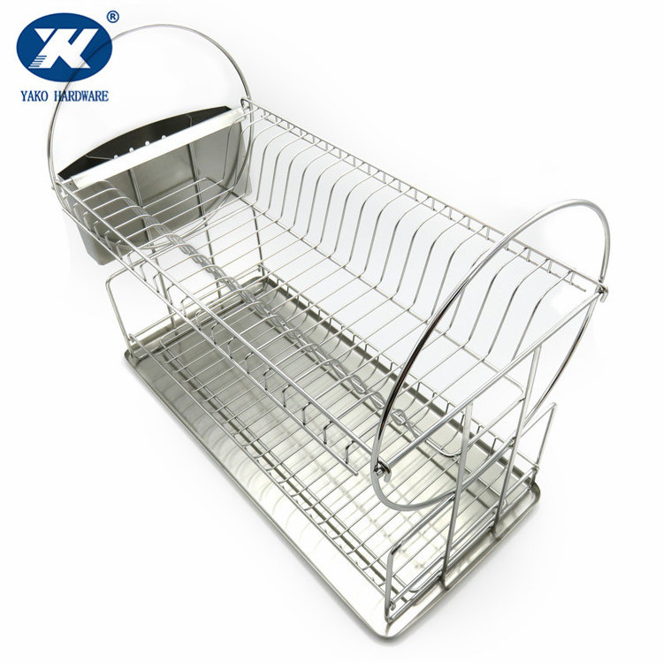 Dish Drying Rack 304 Stainless Steel 2 Tier Dish Rack and Drainboard Set with Swivel Spout Drainage Full Size Dish Drainer