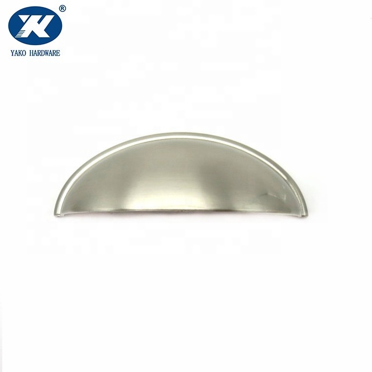 Zinc alloy Oval Cup Pull Knobs Satin Nickel  Finish Shell Style Cabinet Drawer Pulls Handles