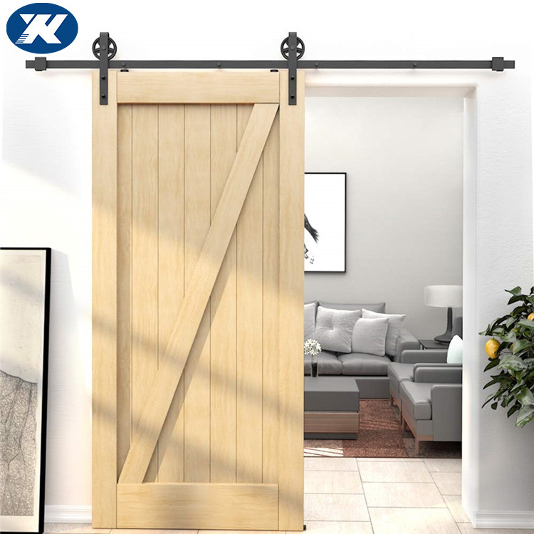 American popular modern Quiet Bypass Iron Double Kit Sliding Barn Door Hardware