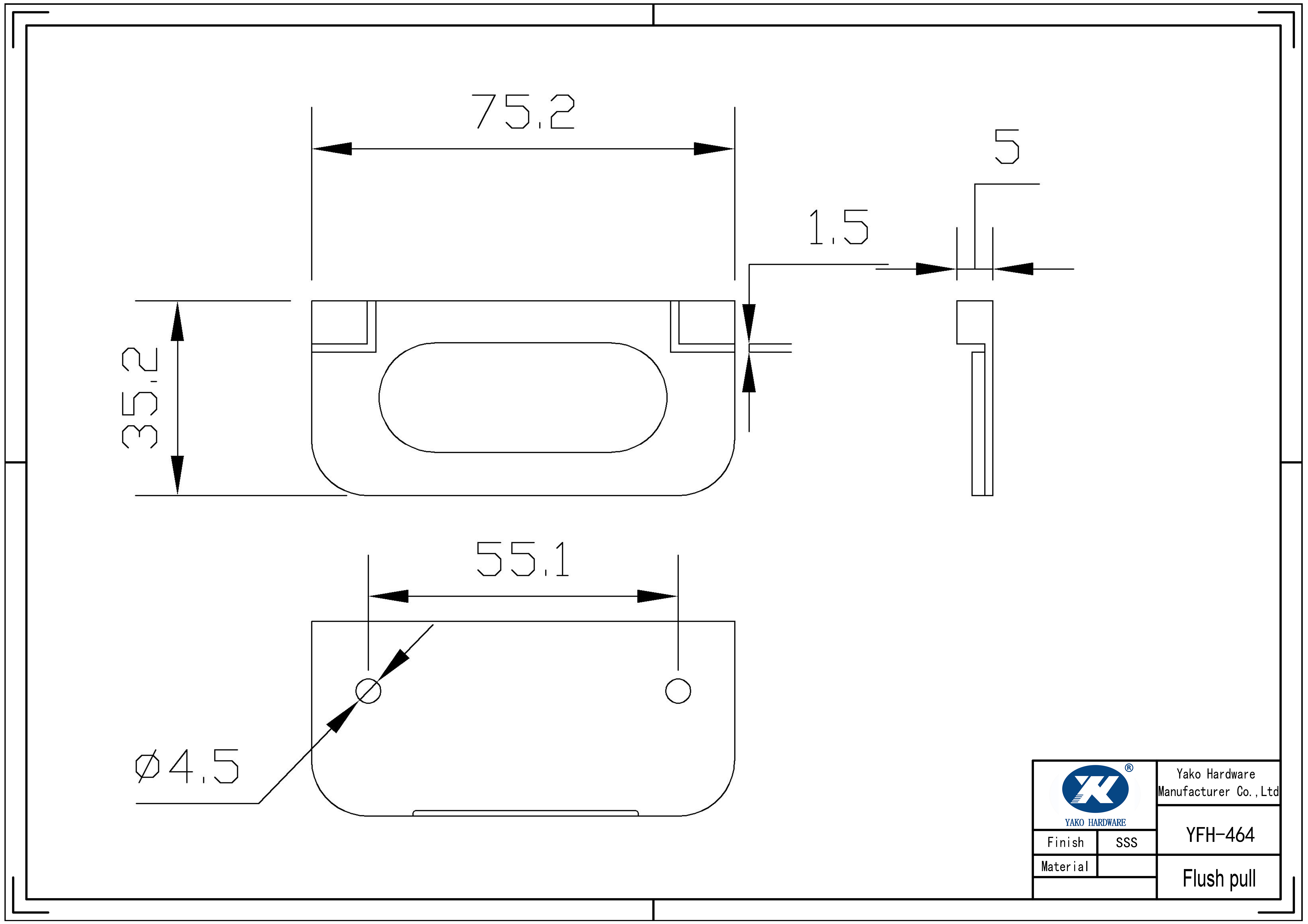 Recessed Flush Pull Brushed Nickel Furniture Door Handles Drawer pull