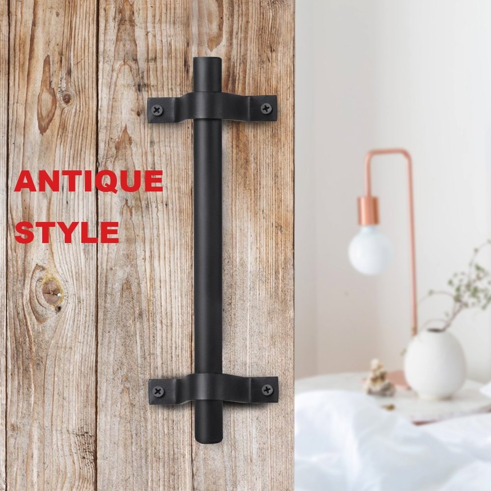 YAKO 8inch  Cast Iron Metal Black Sliding Barn Door Pull Handle