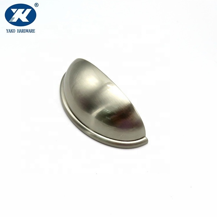 Zinc alloy Oval Cup Pull Knobs Satin Nickel  Finish Shell Style Cabinet Drawer Pulls Handles