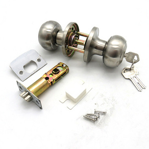 Tubular Knob Lockset Set Ball Knob Safe Entry Entrance Stainless Steel Door Lock with Keys