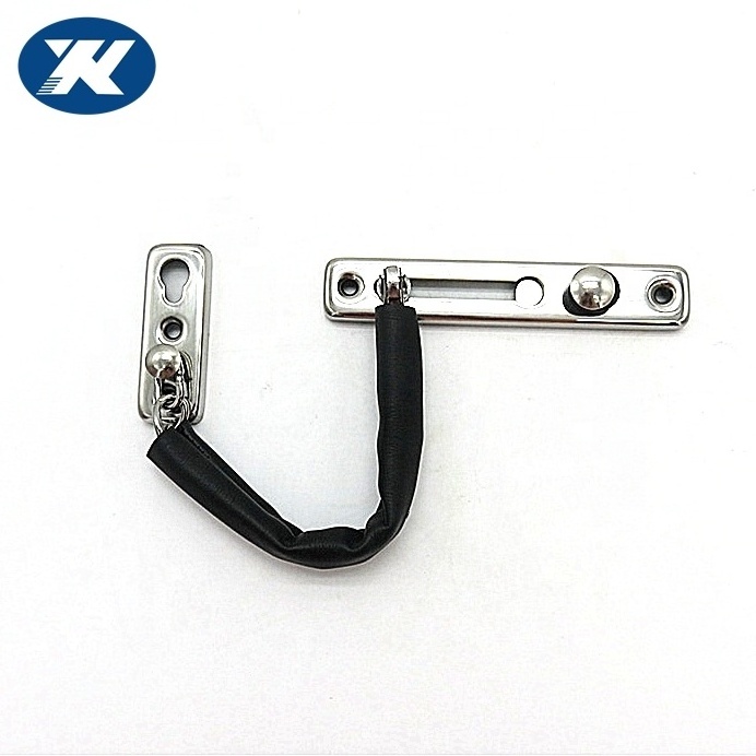 Wooden Door Security Chain Anti-Theft Stainless Steel Gold Color Door Guard Chains with Leather Cover