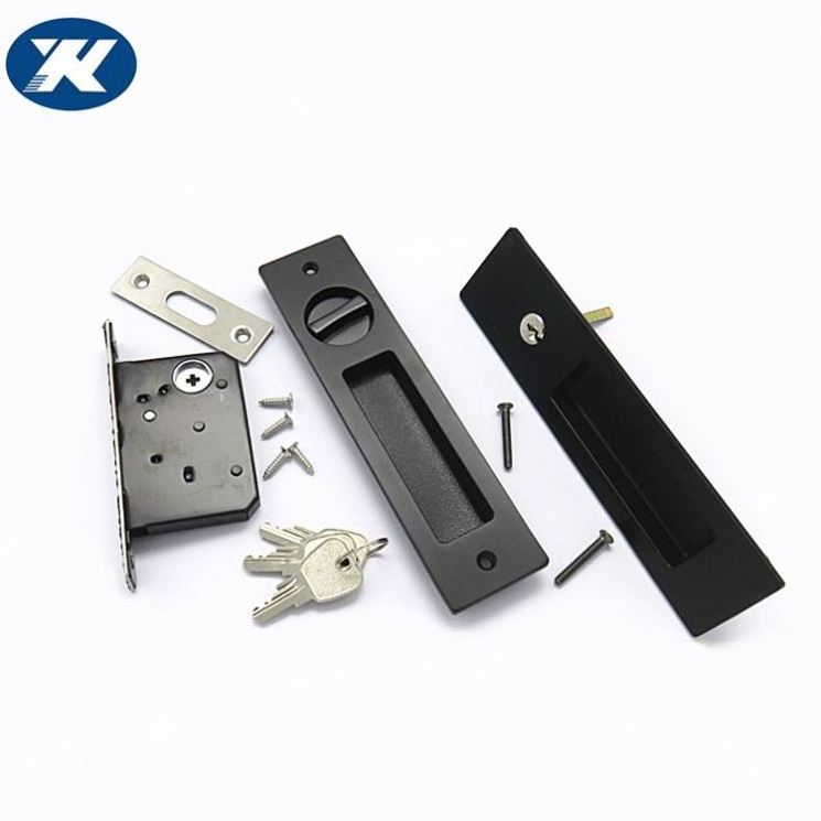 Recessed sliding door lock Flush Invisible squarer Pull lock for wooden door