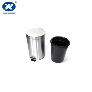 Metal Waste Basket with Removable Inner Bucket Round Stainless Steel Trash bin Dust bin Garbage Step Bin