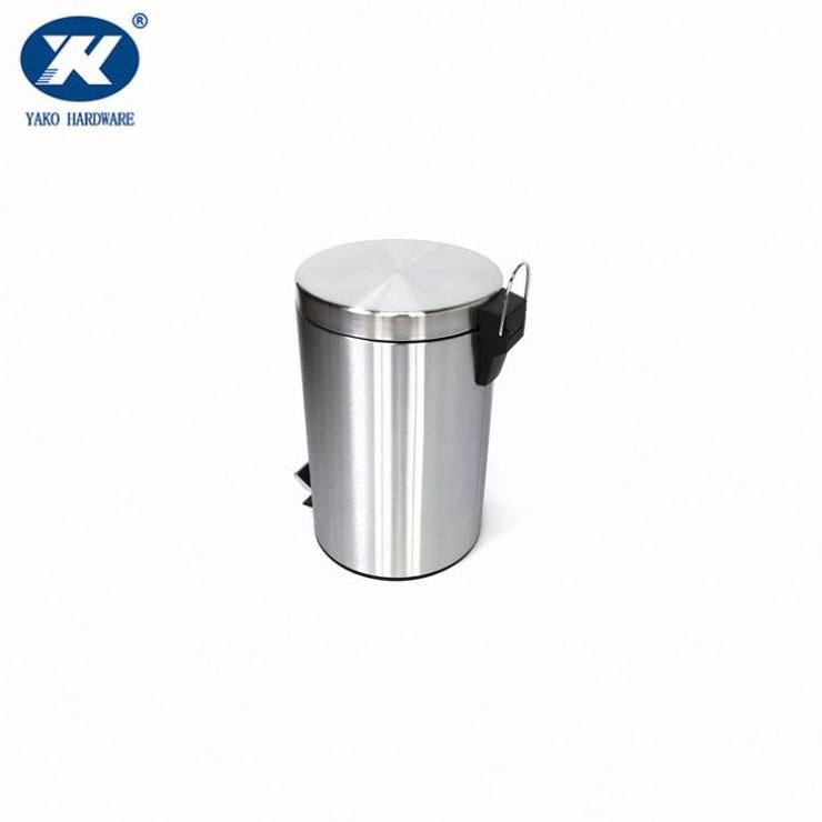 Metal Waste Basket with Removable Inner Bucket Round Stainless Steel Trash bin Dust bin Garbage Step Bin