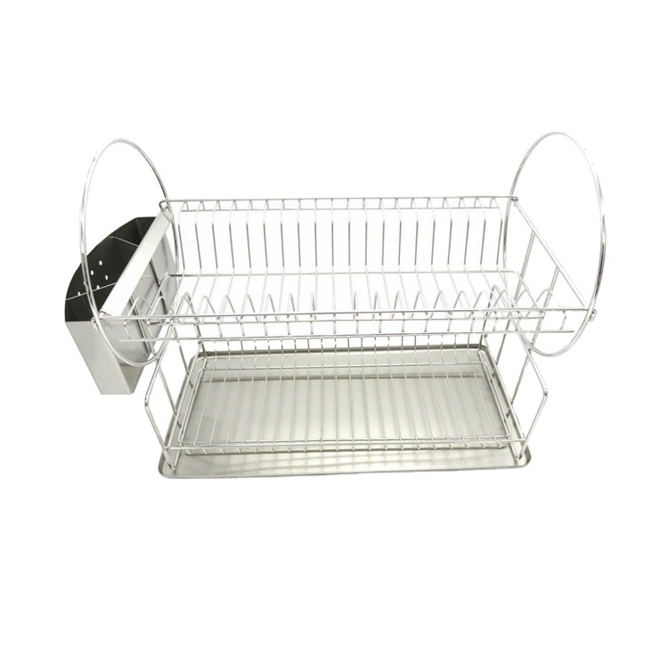 Dish Drying Rack 304 Stainless Steel 2 Tier Dish Rack and Drainboard Set with Swivel Spout Drainage Full Size Dish Drainer