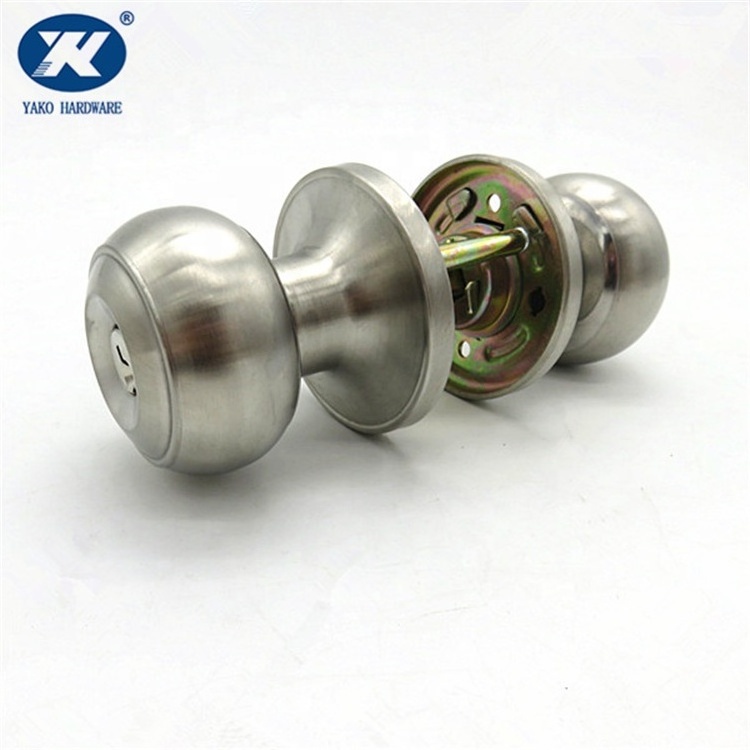 Tubular Knob Lockset Set Ball Knob Safe Entry Entrance Stainless Steel Door Lock with Keys