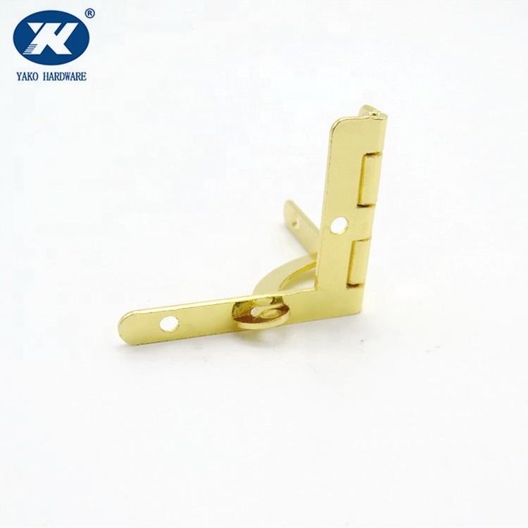 Iron Material Golden Plated Luxurious Style 90 Degree Adjustable Jewelry Box Hinge Small Case Hinge