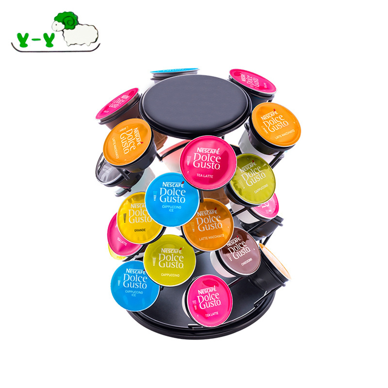 30 Pods Black Rotatable Nespresso Dolce Gusto Storage Organizer Rack Stand Carousel Coffee Pods Capsules Holder For Home Office