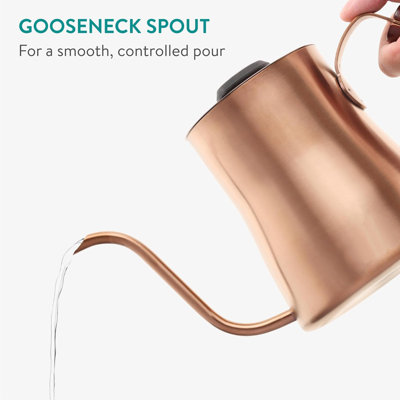 Wholesale Copper Stainless Steel Long Spout Out Gooseneck Pour Over Drip Coffee Kettle With Thermometer