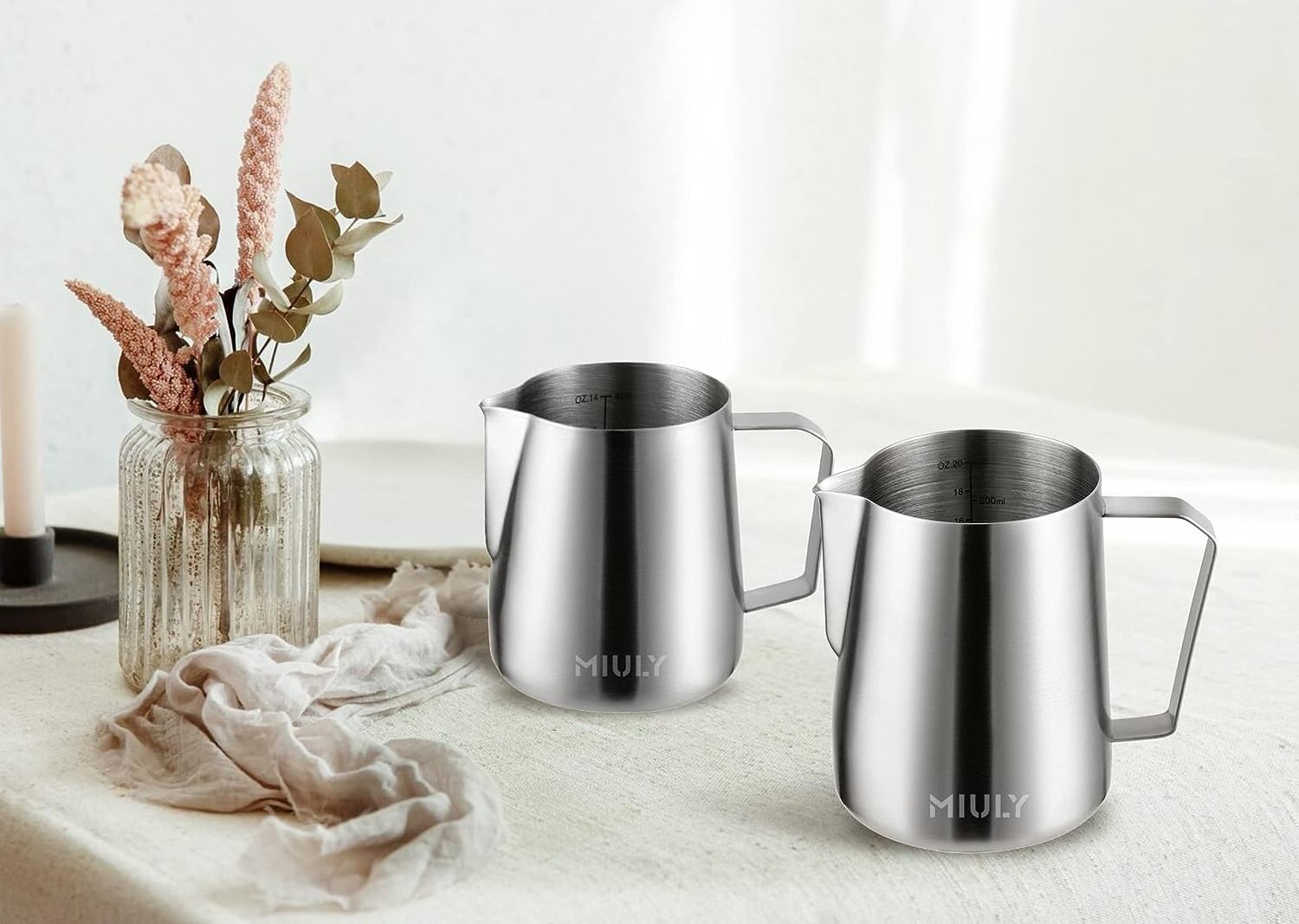 YY factory italy home steaming milk jug food grade stainless  steel 600ml cookies milk pitcher