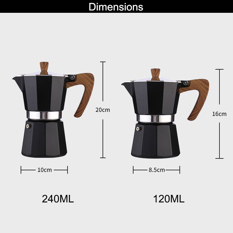 Custom Barista 6 Espresso Cup Personalized Aluminum Stovetop Italian Brewer Percolator Set Coffee Maker Moka Pot For Camping