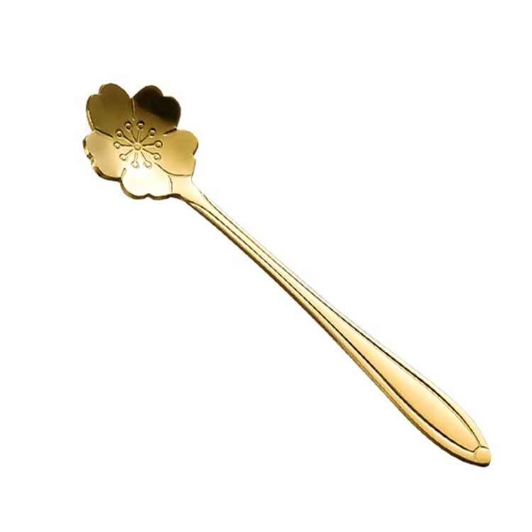 Food Grade Coffee Accessories Stirring Spoon Gold Plating Stainless Steel Coffee Stirring Spoon