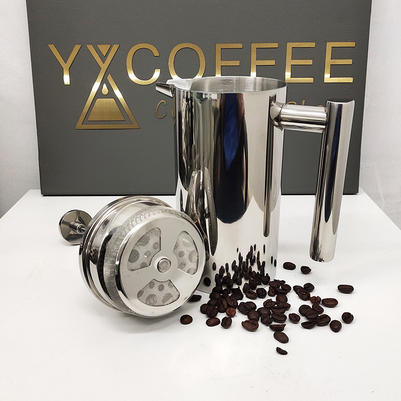 2024 Portable Coffee Tea Maker Customized Double Wall French Coffee Press Stainless Steel French Press