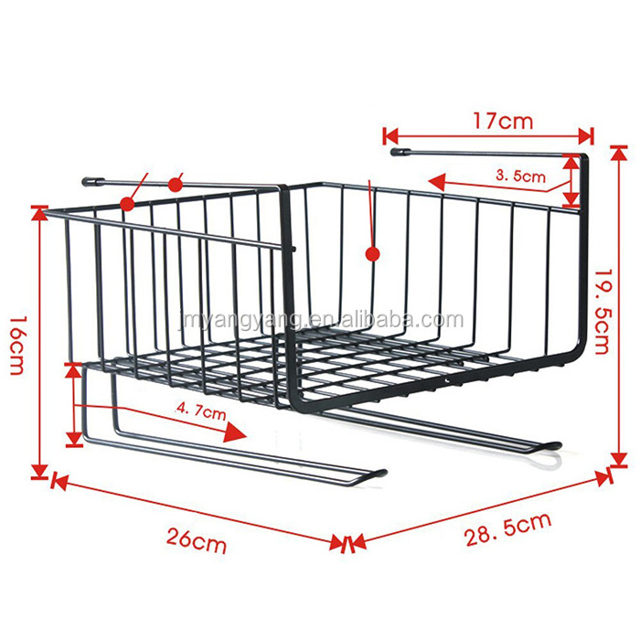 Wholesale price multifunctional wire metal organizer rack under shelf storage basket