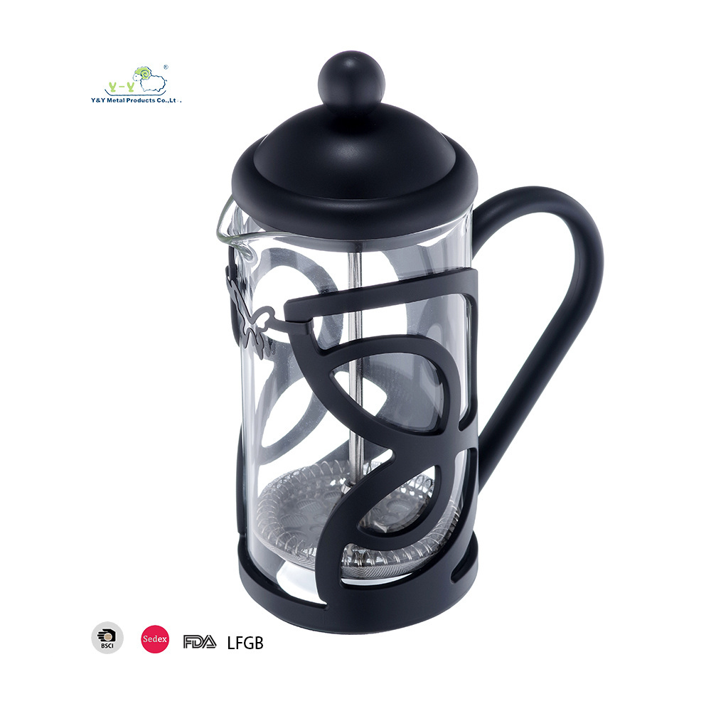 YY Hot Sale portable high borosilicate glass coffee maker french press coffee and tea maker