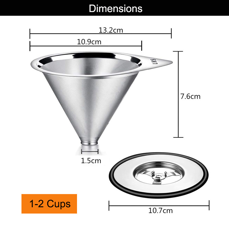 Paperless Coffee Maker Stainless Steel  Funnel Filter Drip Coffee Filter Reusable Coffee Filter