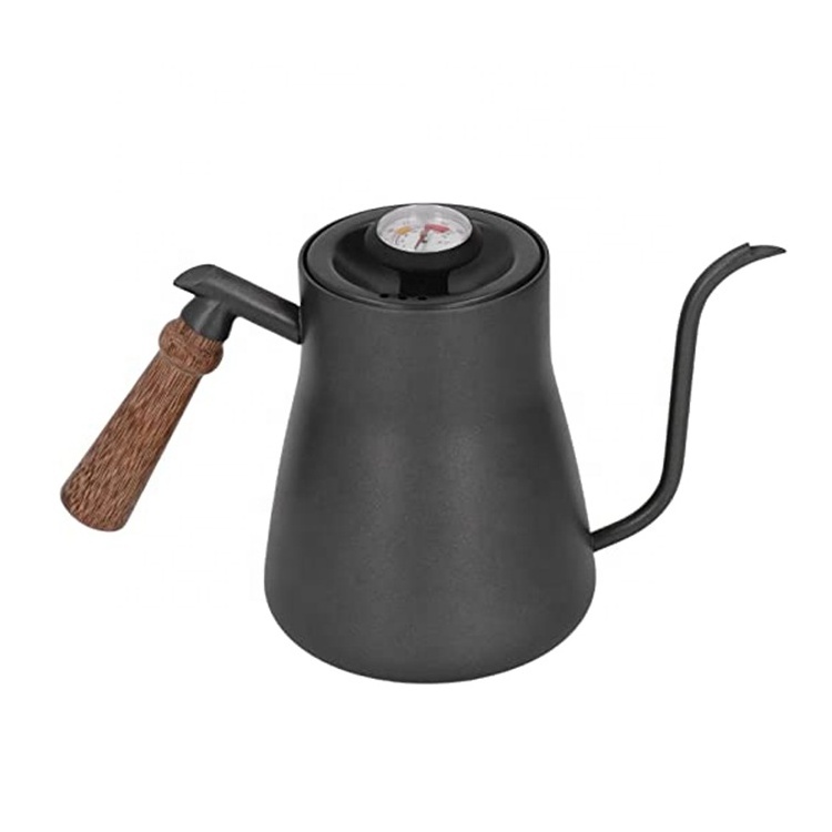 YY Hot Sale Wood Handle Gooseneck Spout Coffee Kettle Premium Water Flow Thermometer 850ML Coffee Kettle