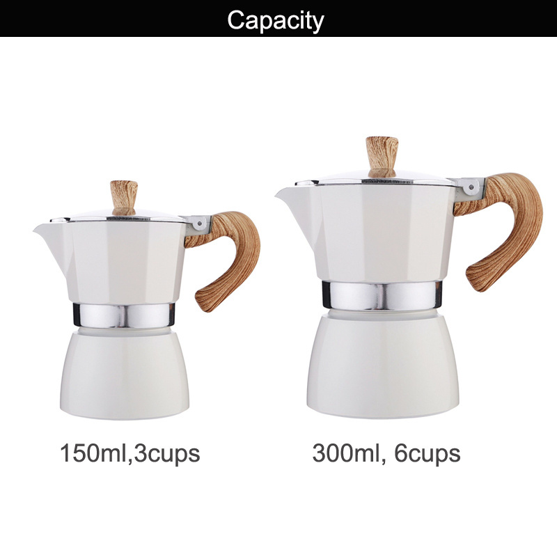 Customize Non Electrical Italy Aluminum 3 Cups 6 Cups Coffee Mocha Moka Pot Set Espresso Maker