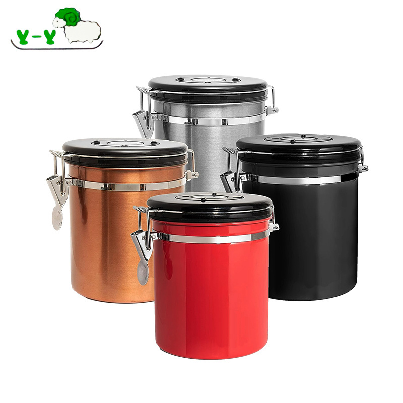 Factory Price Airtight Tea Coffee Sugar Storage Jar Food Container Stainless Steel Coffee Canister With Scoop