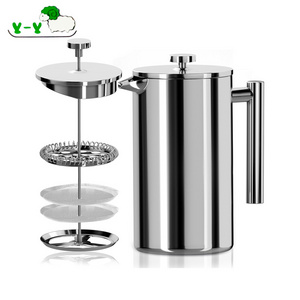 SS304 Stainless Steel Insulated Coffee Pot Maker Plunger Portable Travel Mug Presses Makers French Press For Kitchen Camping