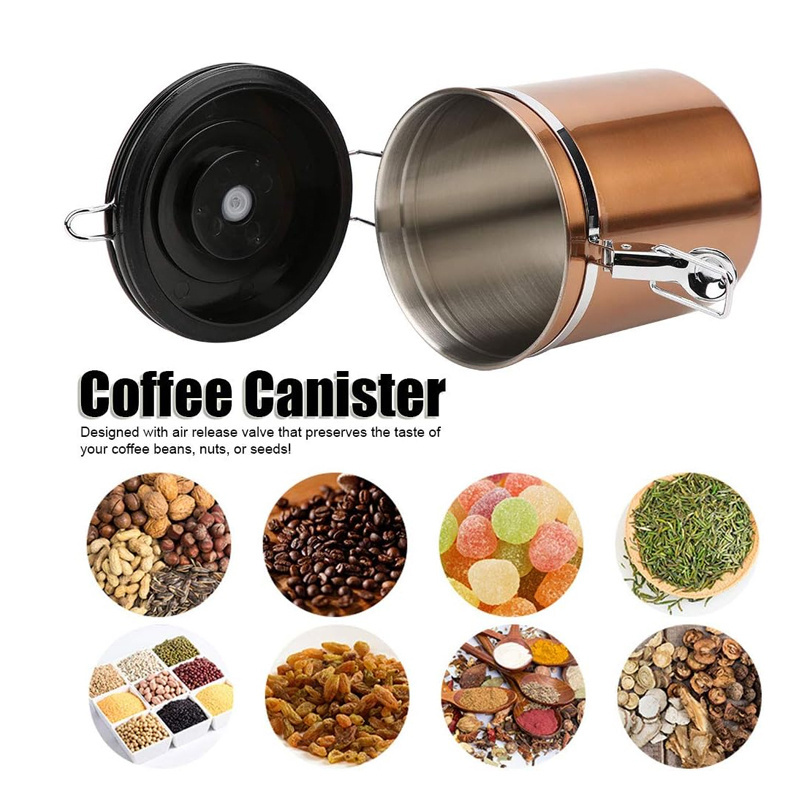 Factory Price Airtight Tea Coffee Sugar Storage Jar Food Container Stainless Steel Coffee Canister With Scoop