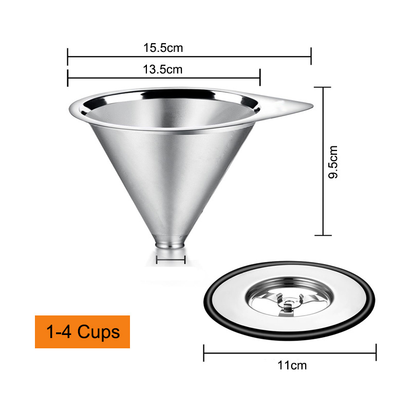 Paperless Coffee Maker Stainless Steel  Funnel Filter Drip Coffee Filter Reusable Coffee Filter