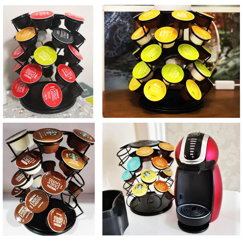 30 Pods Black Rotatable Nespresso Dolce Gusto Storage Organizer Rack Stand Carousel Coffee Pods Capsules Holder For Home Office