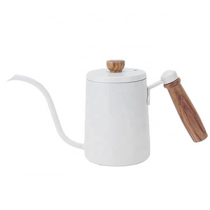 YY Wholesale Stovetop Leak Proof Design Pour Over Kettle Drink Tool 0.6L White Gooseneck Pour Over Kettle