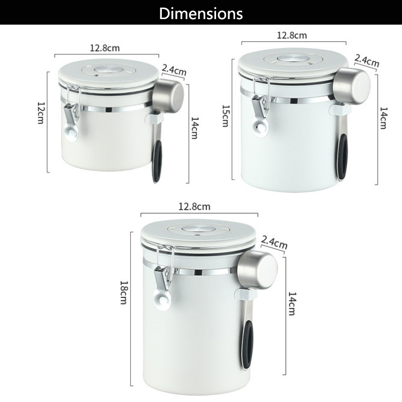 Factory Price Airtight Tea Coffee Sugar Storage Jar Food Container Stainless Steel Coffee Canister With Scoop