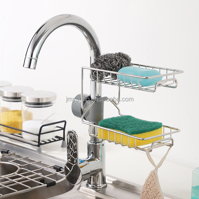 2 Layers Multipurpose Kitchen Faucet Drain Rack Bathroom Soap Sponge Holder