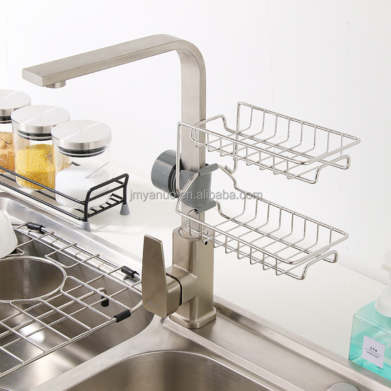 2 Layers Multipurpose Kitchen Faucet Drain Rack Bathroom Soap Sponge Holder